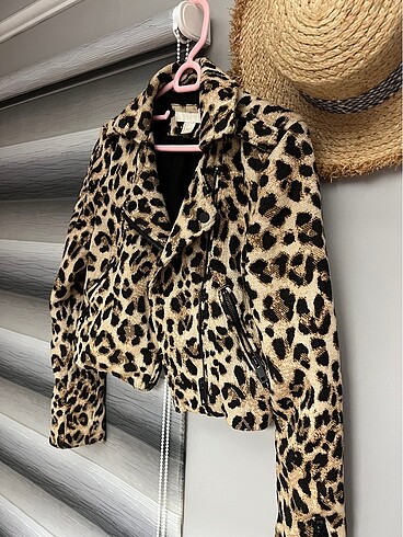 xs Beden Leopar biker ceket