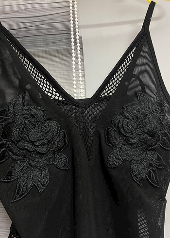 xs Beden Siyah Dantel Detaylı Kadın bodysuit