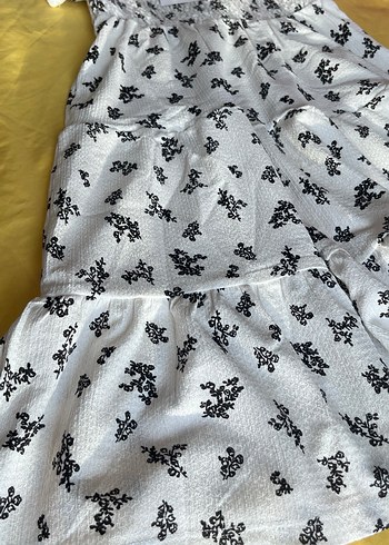 Kısa Kollu Beyaz Mini Bohem Elbise - Görsel 2