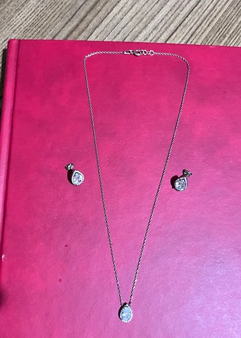 Pembe İşlemeli Parlak Kolye ve Küpe Seti - Görsel 8