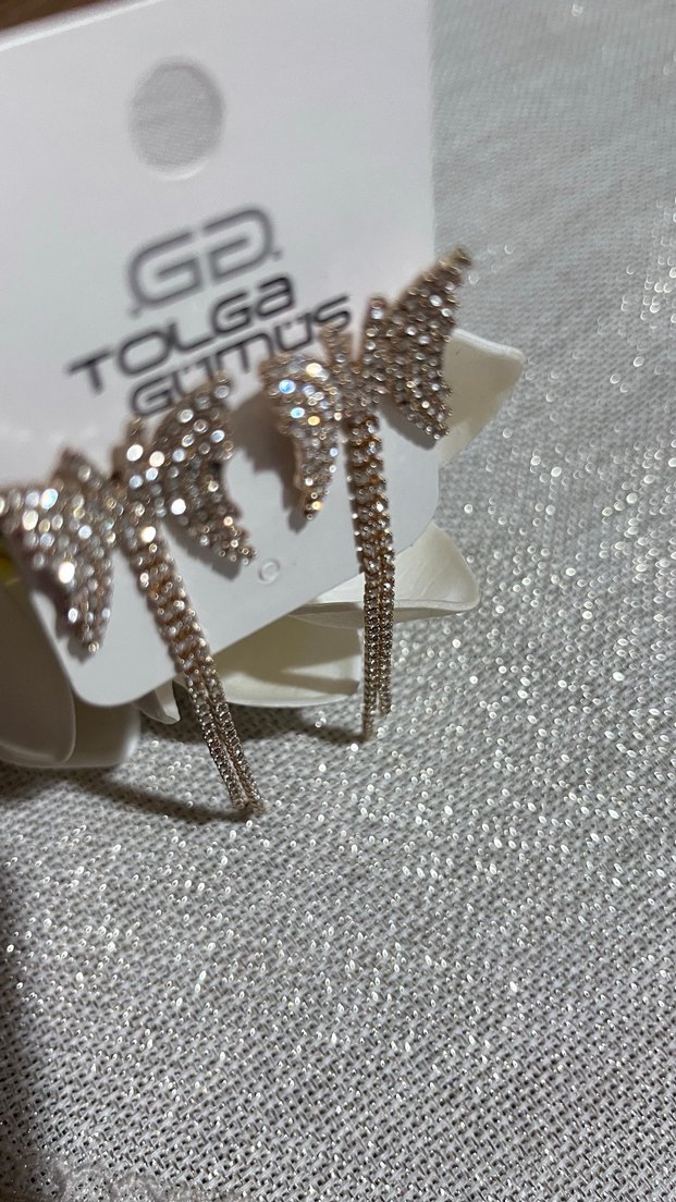 Pembe İşlemeli Parlak Kolye ve Küpe Seti - Görsel 4