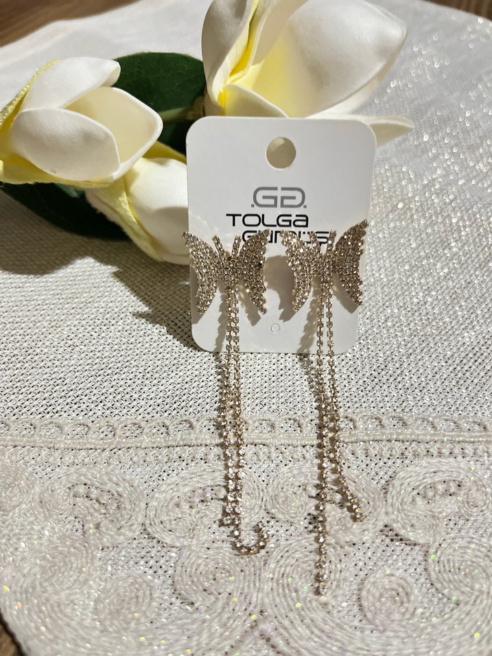 Pembe İşlemeli Parlak Kolye ve Küpe Seti - Görsel 5