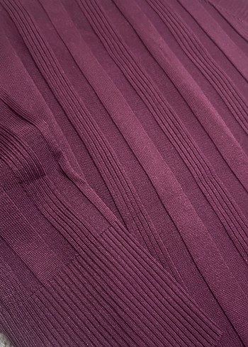 Düğmeli Parlak Mor Kadın Uzun Hırka - Görsel 2