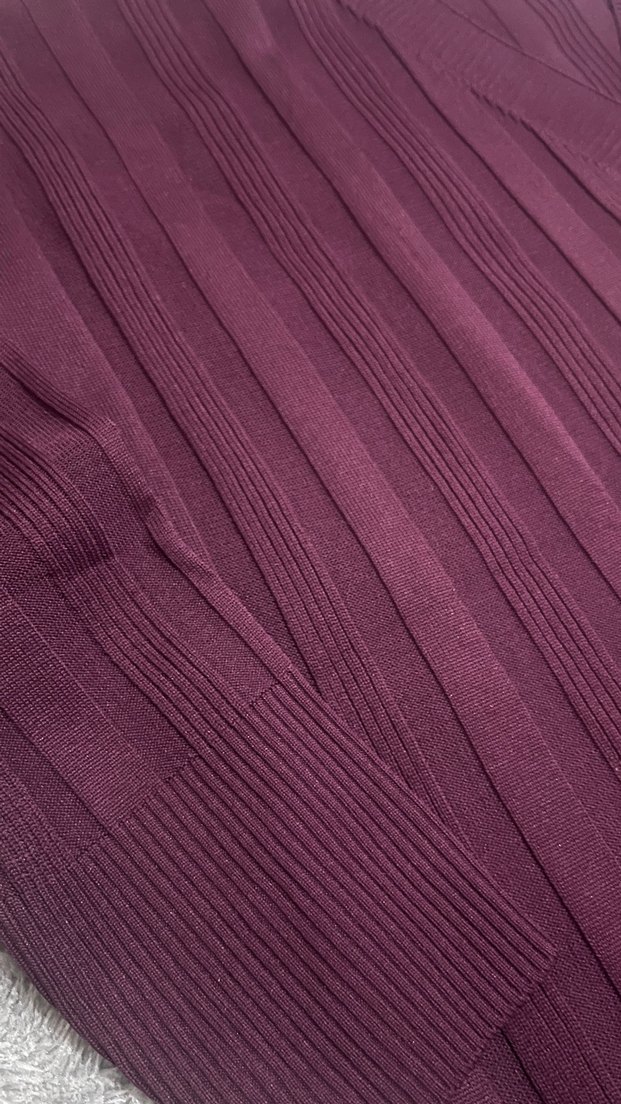 Düğmeli Parlak Mor Kadın Uzun Hırka - Görsel 2