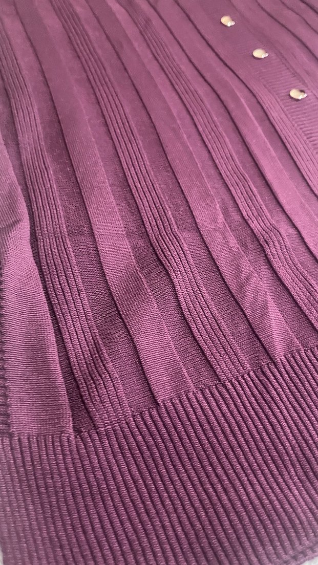 Düğmeli Parlak Mor Kadın Uzun Hırka - Görsel 4