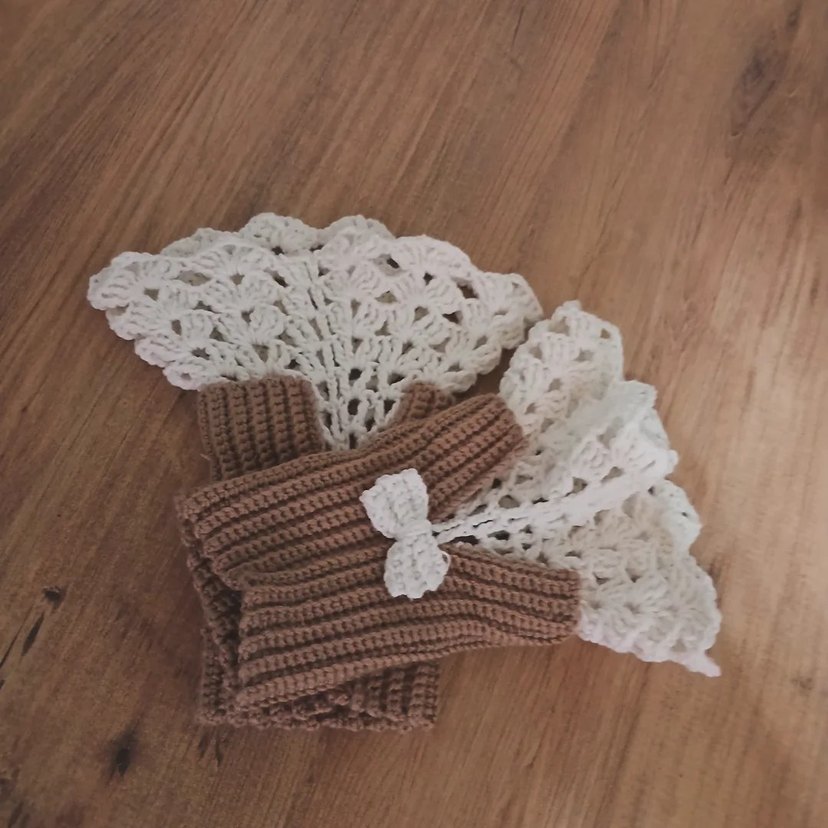 Dantel Detaylı Örgü Bohem Kadın Eldiveni - Görsel 2