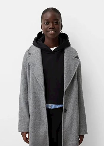 Bershka Gri Uzun Oversize Kaban
