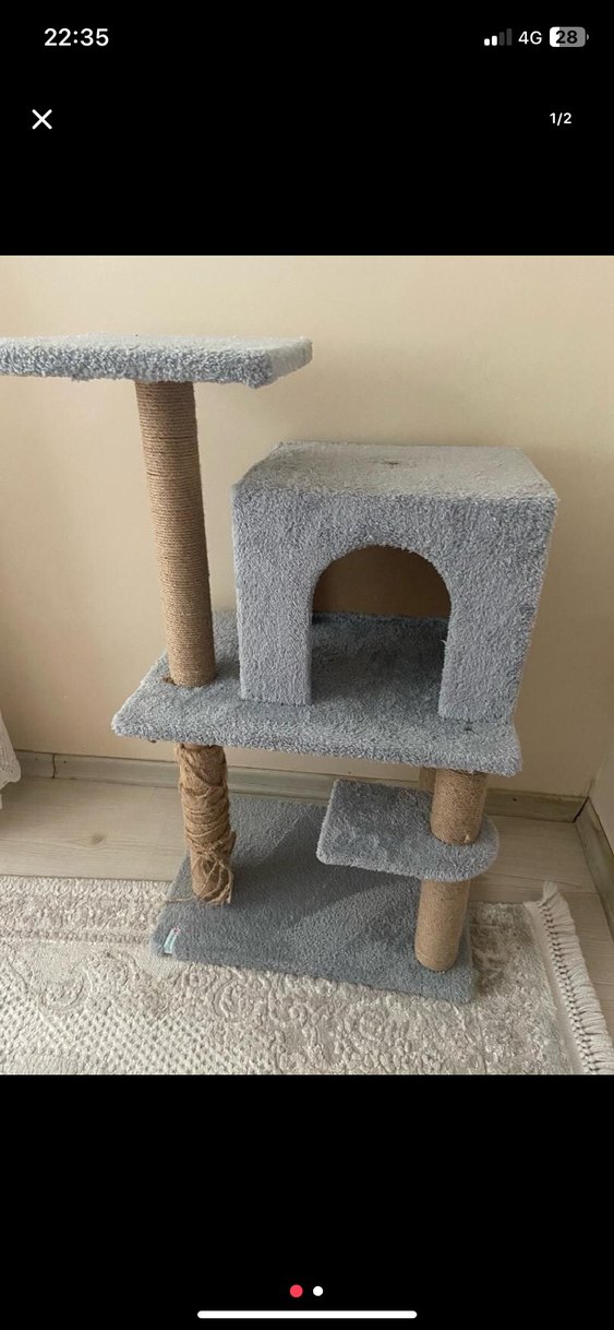 Gri Çok Katlı Kedi Tırmalama ve Oyun Evi - Görsel 2