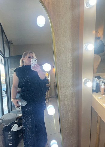 Yılan Desenli Siyah Uzun elbise 163 boy kilom 83 - Görsel 4