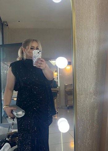 Yılan Desenli Siyah Uzun elbise 163 boy kilom 83 - Görsel 3