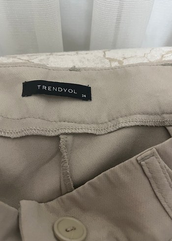 Bej Kadın Kumaş Pantolon Midi Boy - Görsel 2