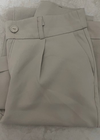 Bej Kadın Kumaş Pantolon Midi Boy - Görsel 3