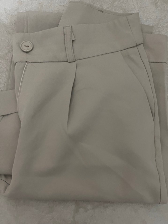 Bej Kadın Kumaş Pantolon Midi Boy - Görsel 3