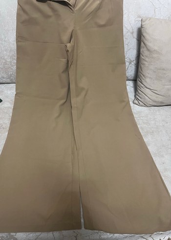 Bej Kadın Kumaş Pantolon, Kemerli, Uzun - Görsel 2