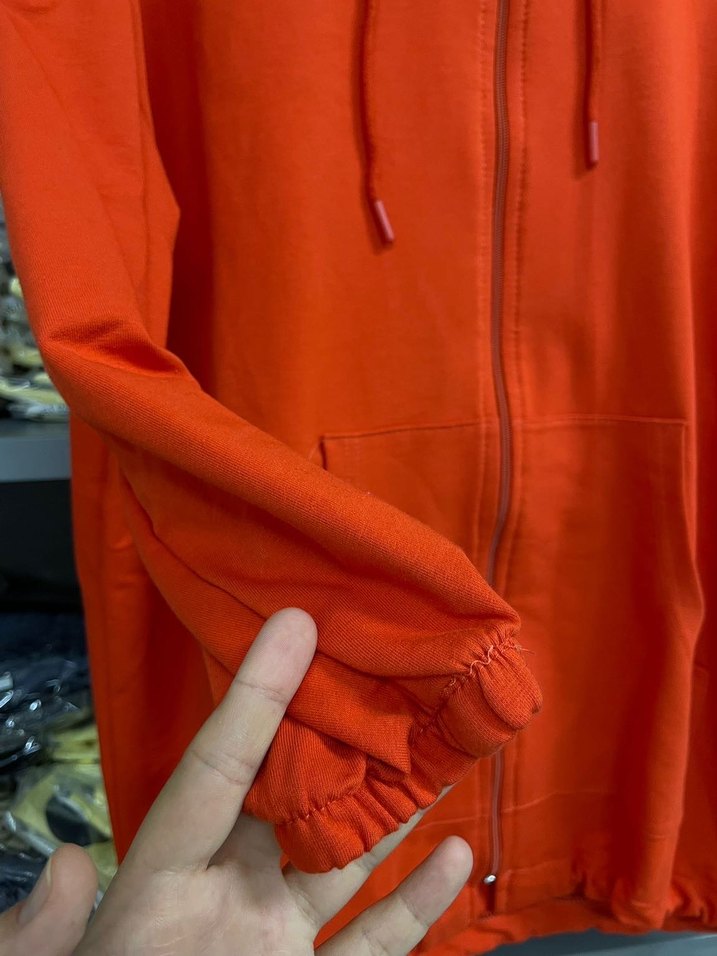 Kadın Kırmızı Kapüşonlu Fermuarlı Sweatshirt - Görsel 2