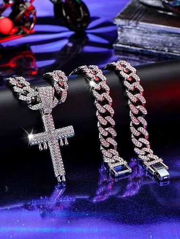 Haçlı unisex chain kolye