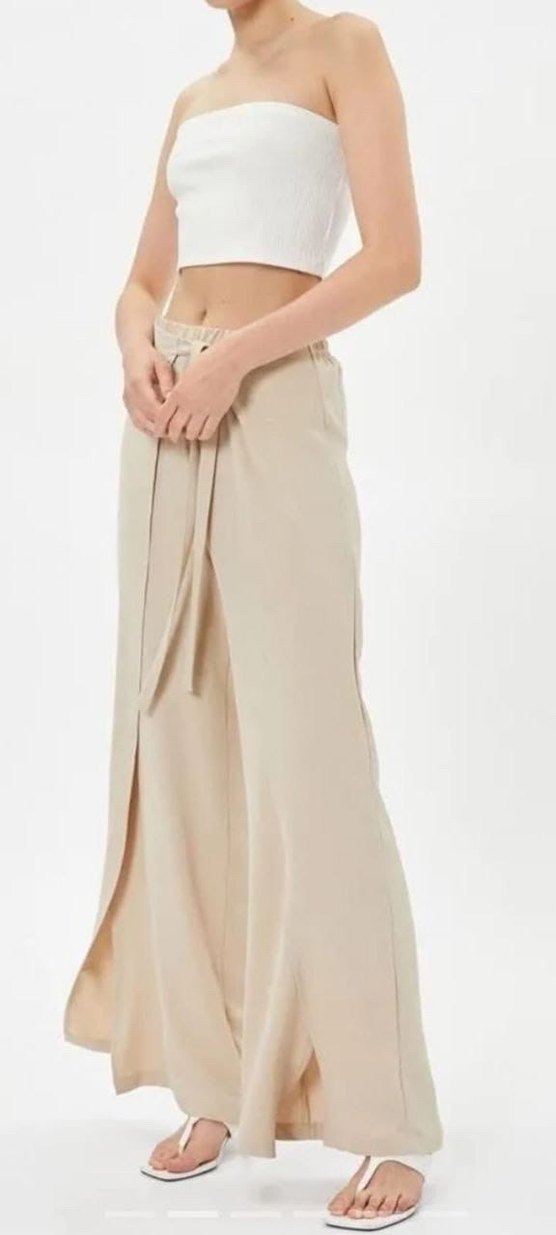 Bej Kadın Salaş Kumaş Pantolon - Görsel 3