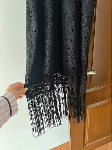 Diğer Alttan saçaklı siyah elbise