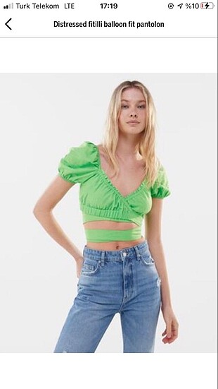 bershka yesil baglamali crop