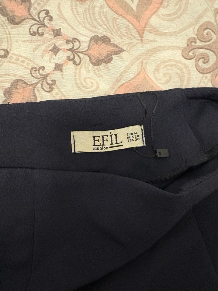 Lacivert  Pliseli Mini Etek - Görsel 3