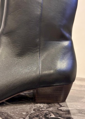 38 Beden Siyah Deri Stiletto Topuklu Kadın Bot