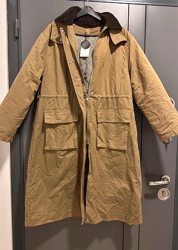 Stradivarius Bej Uzun Kadın Parka - Görsel 3