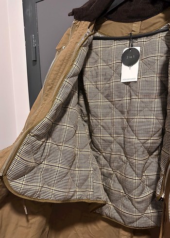 Stradivarius Bej Uzun Kadın Parka - Görsel 7