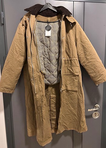 Stradivarius Bej Uzun Kadın Parka - Görsel 5