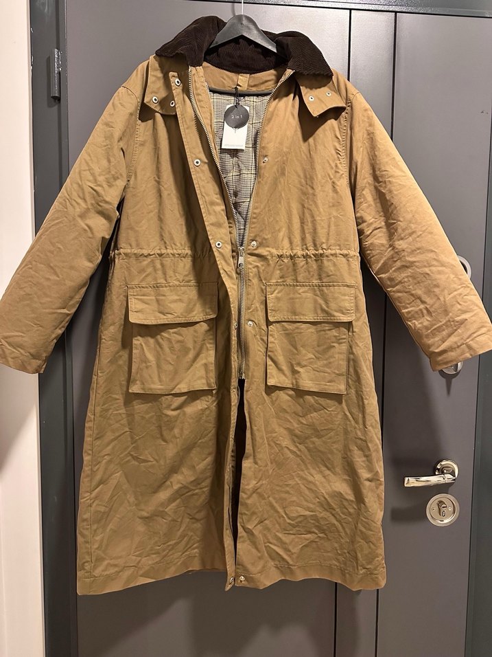 Stradivarius Bej Uzun Kadın Parka - Görsel 3