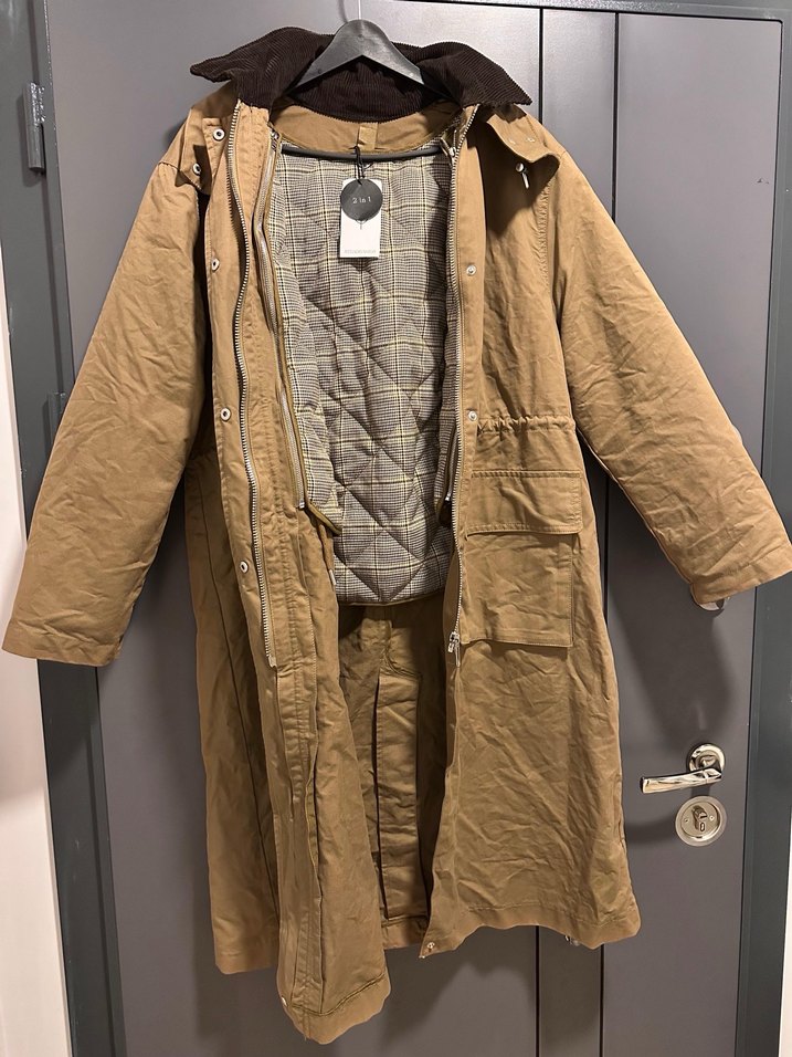 Stradivarius Bej Uzun Kadın Parka - Görsel 5