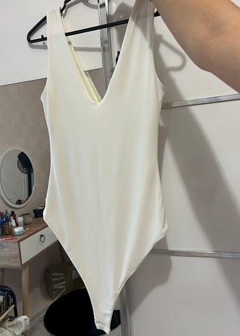 Beyaz Sade Kadın çıtçıtlı body - Görsel 3