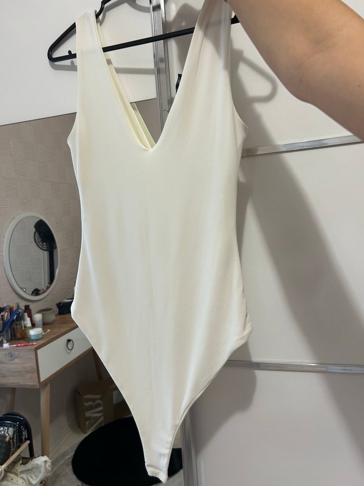 Beyaz Sade Kadın çıtçıtlı body - Görsel 3