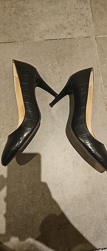 39 Beden siyah Renk Siyah Deri stiletto
