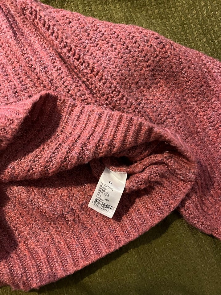 Pembe Örgü Kadın Triko Kazak - Görsel 3