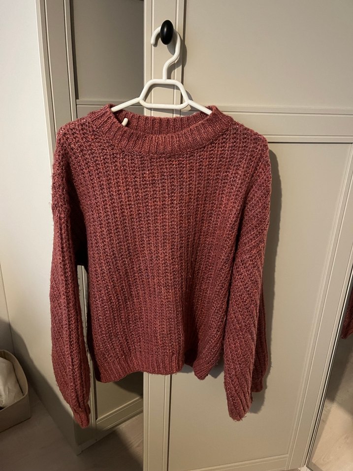 Pembe Örgü Kadın Triko Kazak - Görsel 4