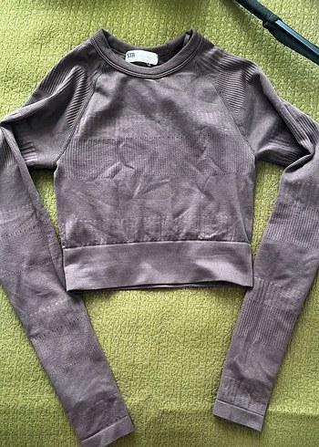 Kadın Kahverengi Uzun Kollu Crop Bluz - Görsel 5