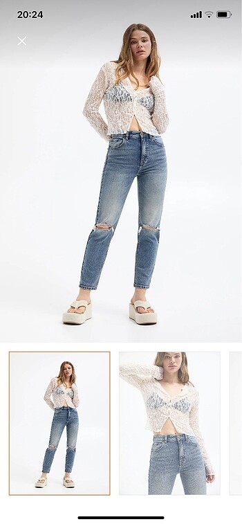 pull and bear mom jean pantolon