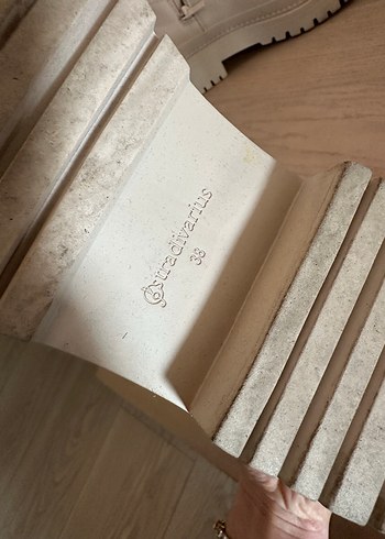 Bej Deri Kadın Dizüstü Çizme - Görsel 4