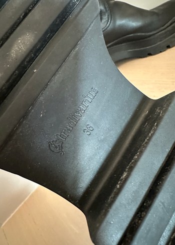 Siyah Deri Platform Topuklu bot - Görsel 3