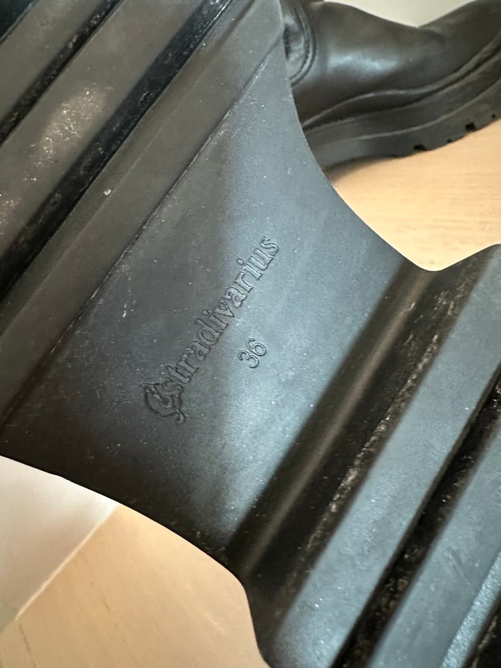 Siyah Deri Platform Topuklu bot - Görsel 3