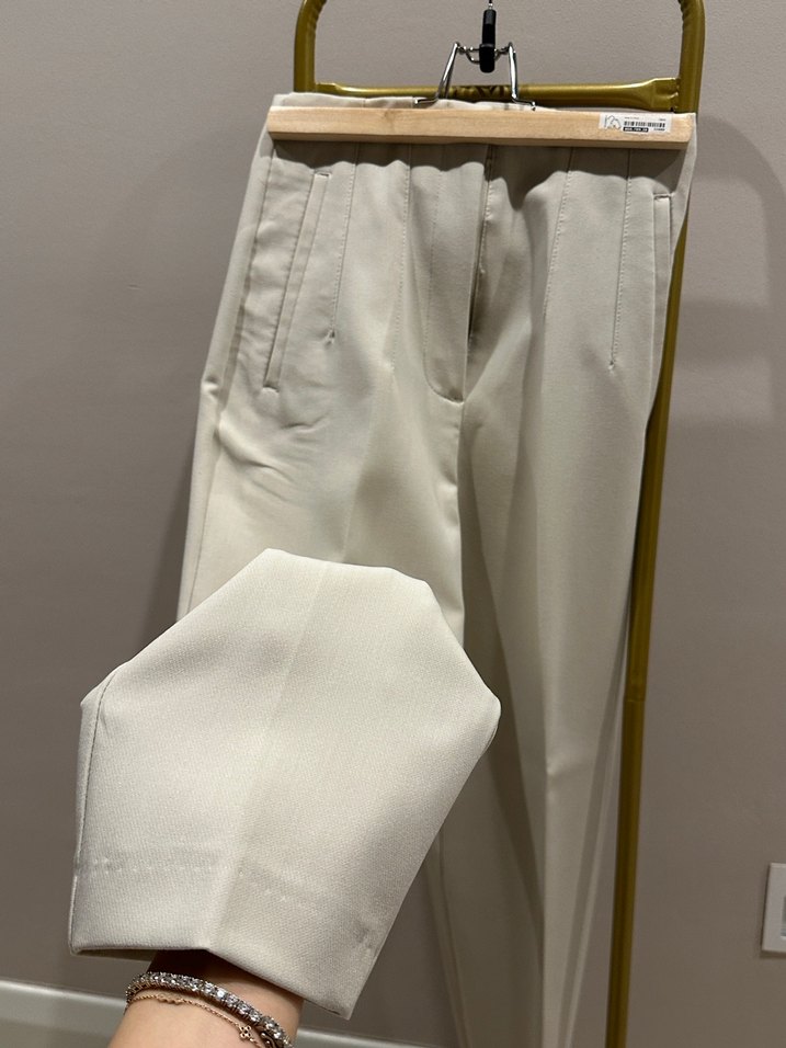 Zara Bej Regular Fit Fermuarlı Kadın Pantolon - Görsel 3