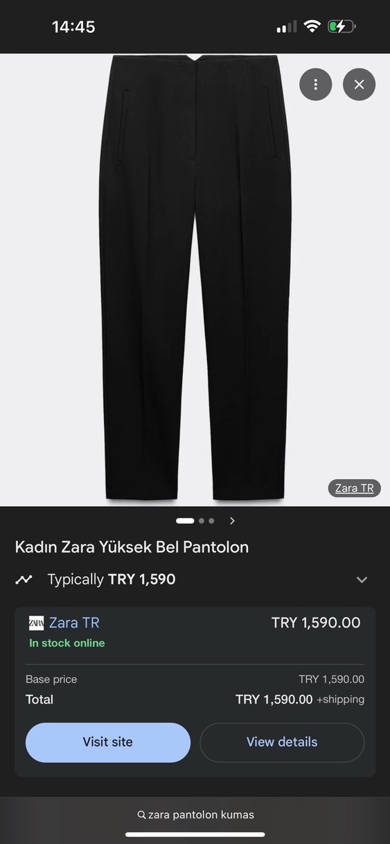 Zara Bej Regular Fit Fermuarlı Kadın Pantolon - Görsel 5