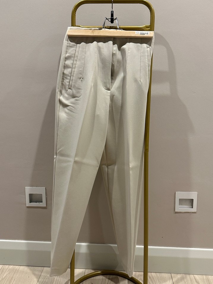 Zara Bej Regular Fit Fermuarlı Kadın Pantolon - Görsel 2