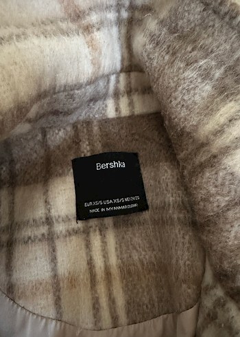 Düğmeli Ekose Bej Kadın ceket - Görsel 3