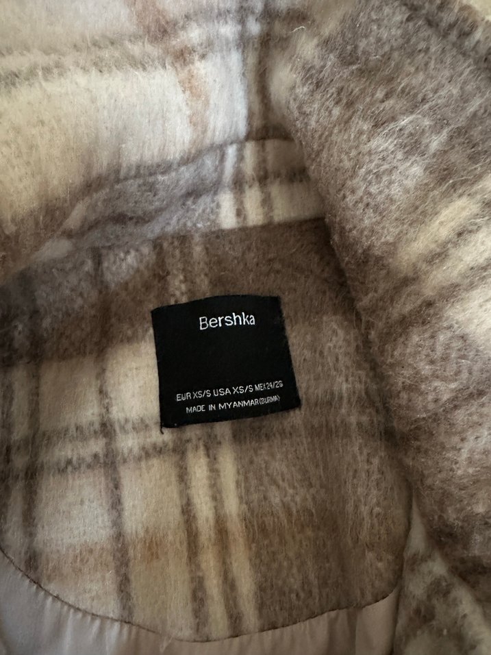 Düğmeli Ekose Bej Kadın ceket - Görsel 3