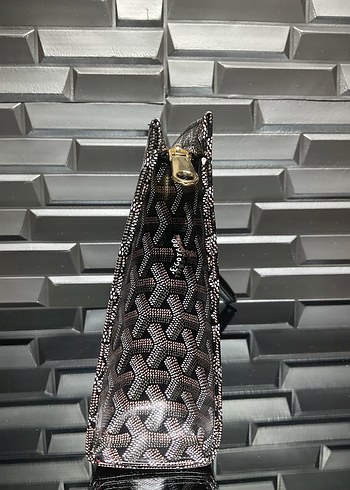 Beden kahverengi Renk Goyard Unisex Deri Desenli Fermuarlı Kadın Portföy Çantası