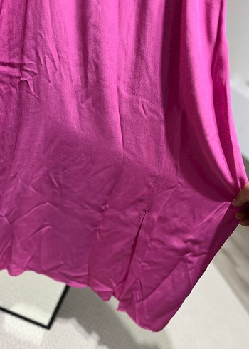 Pembe Drapeli Uzun Kadın Elbise - Görsel 3