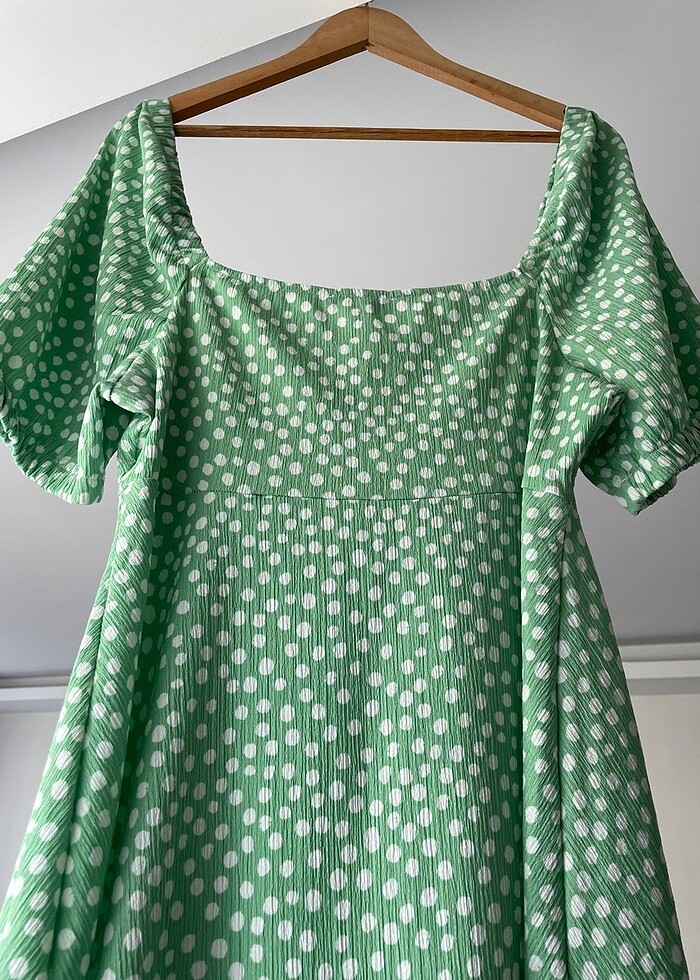 LC Waikiki Yeşil Beyaz Puantiyeli Elbise - Görsel 4