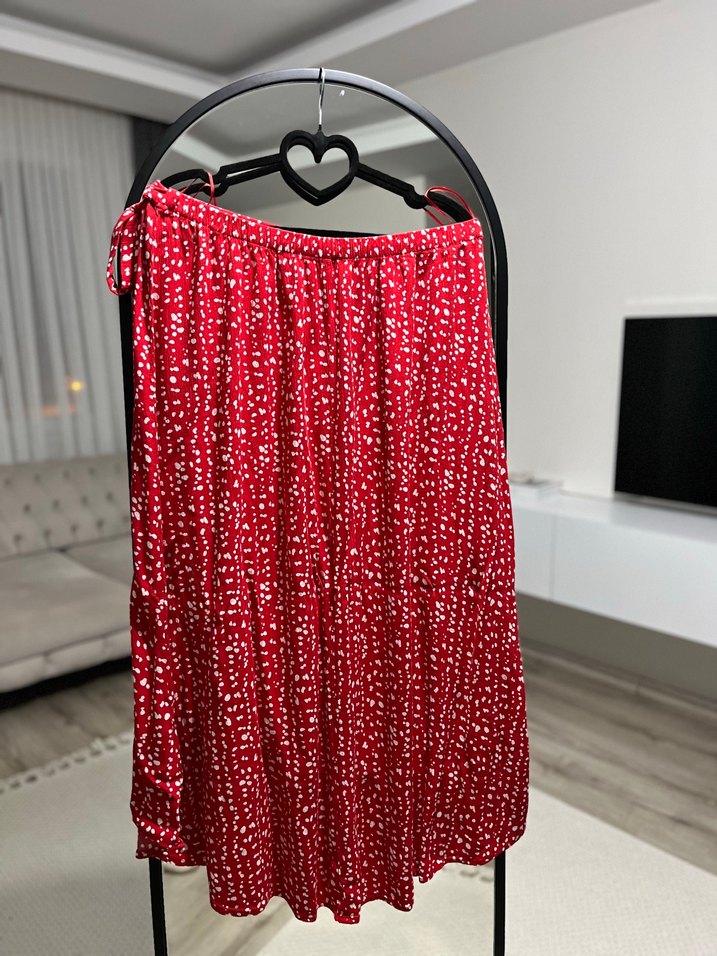 Bohem Kırmızı Desenli Mini Etek - Görsel 4