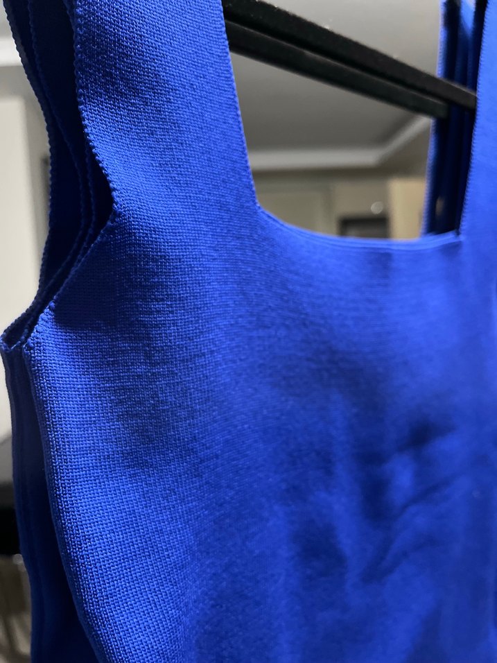 Kadın Mavi Örgü Askılı Atlet - Görsel 2